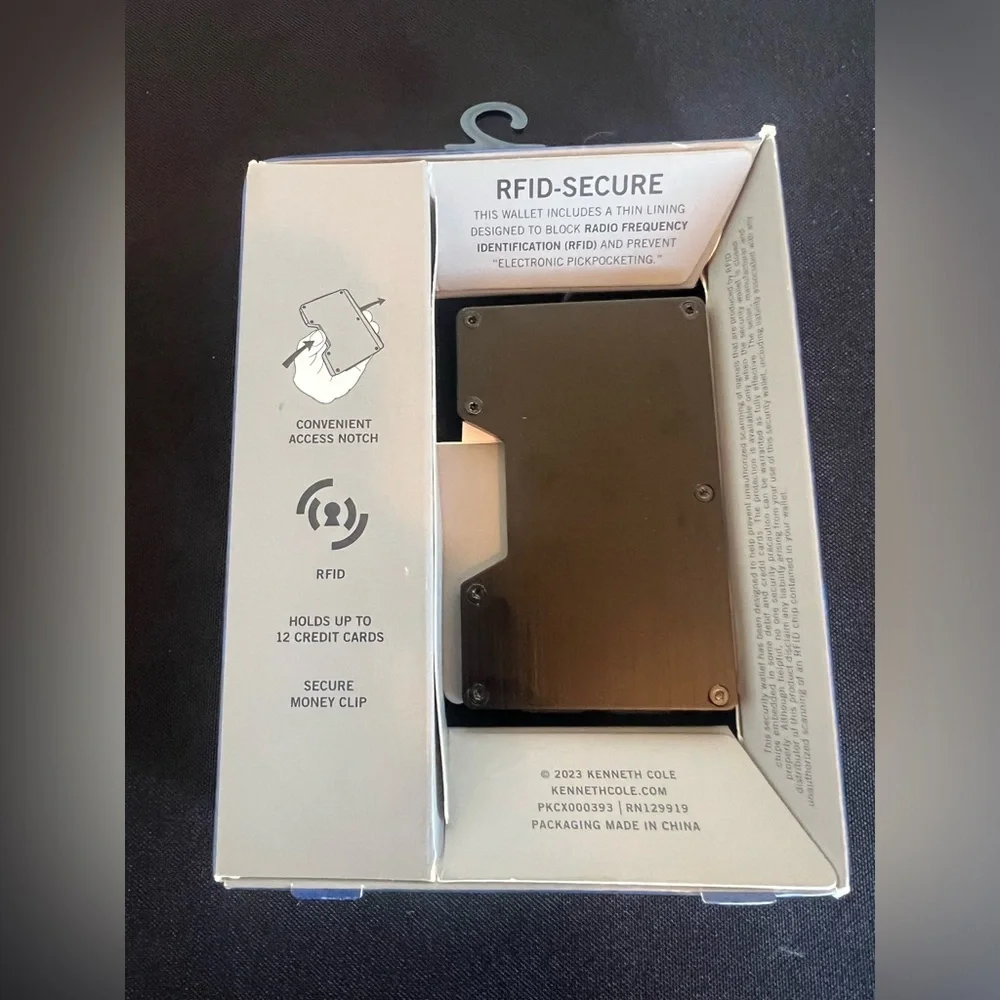 REACTION KENNETH COLE - HARD SIDE CARD CASE KEY CHAIN RFID SECURE MONEY CLIP